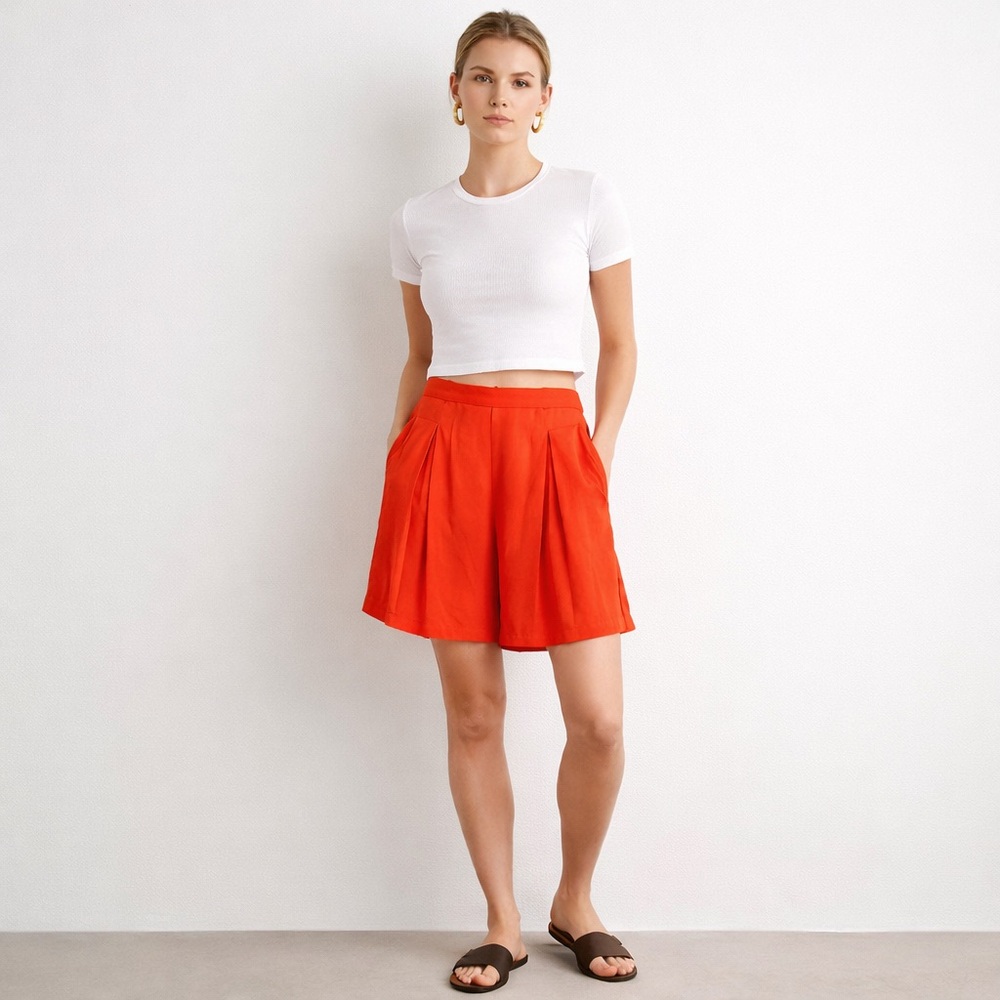 Anthropologie Sunday in Brooklyn Bright Orange Trouser Shorts - Size 2